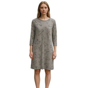 Boden Long Sleeved Bird Gray Dress Ladies 4 Long cotton whimsigoth Sweatshirt
